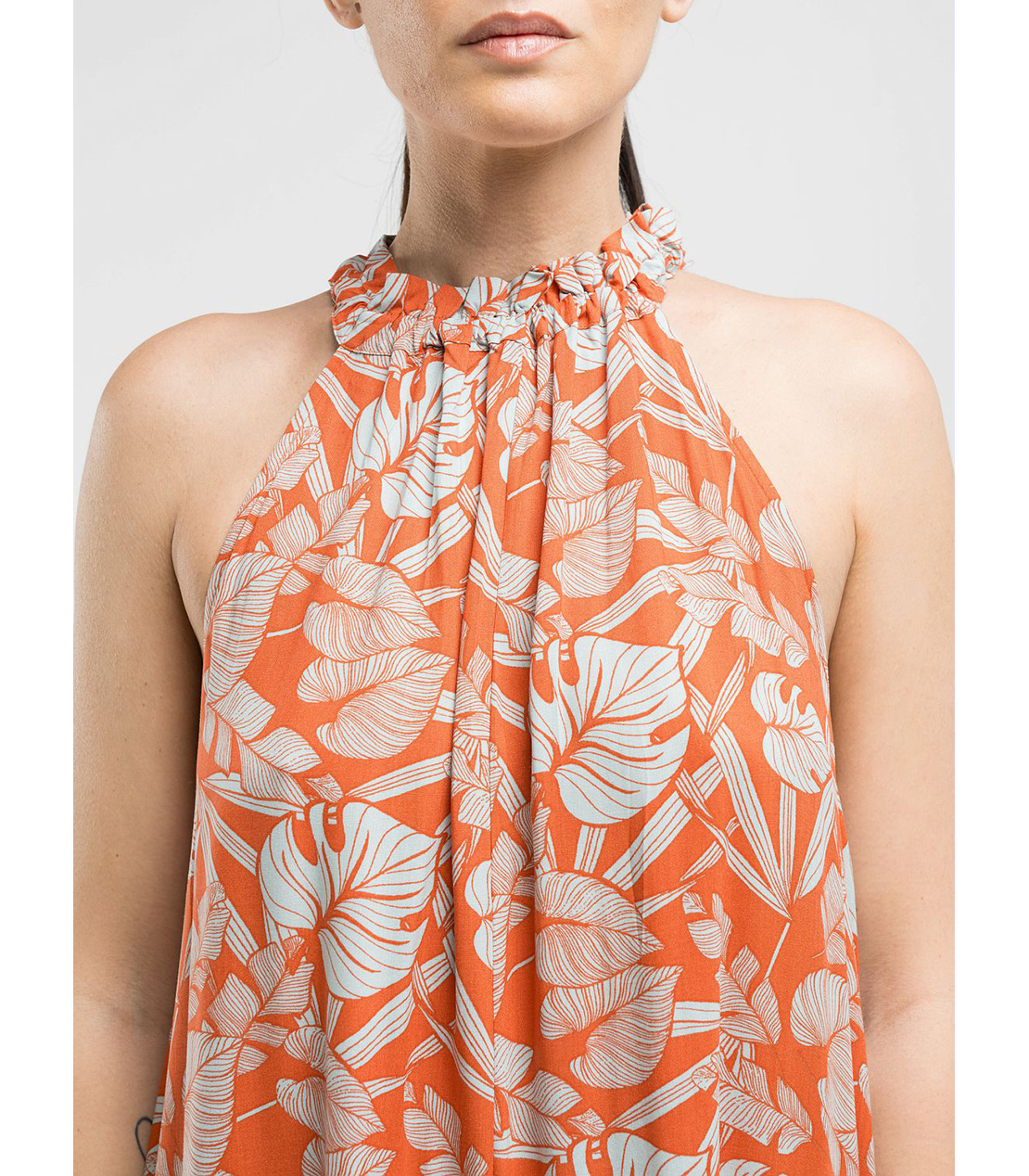 ハワイアンプリント Aラインロングドレス 詳細画像 ブリック 3